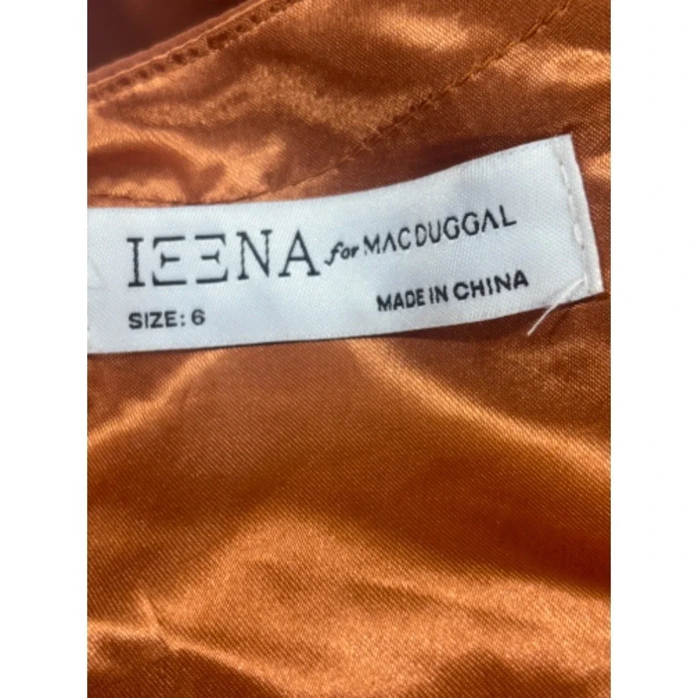 Ieena for Mac Duggal New Long Sleeve Chiffon Gown Terra Cotta Size 6 MSRP‎ $398